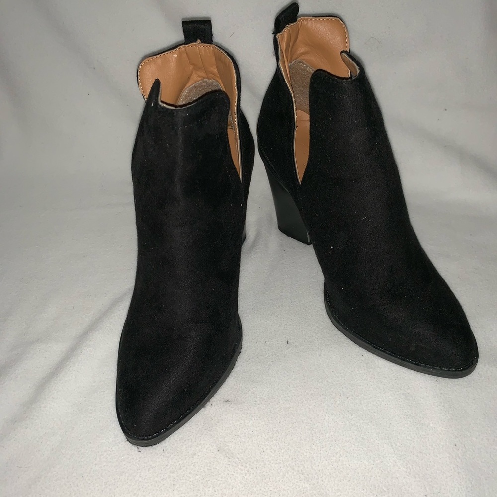 Black Cowboy Suede Booties